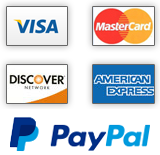 We accept Visa, MasterCard, Discover, Amex, and PayPal